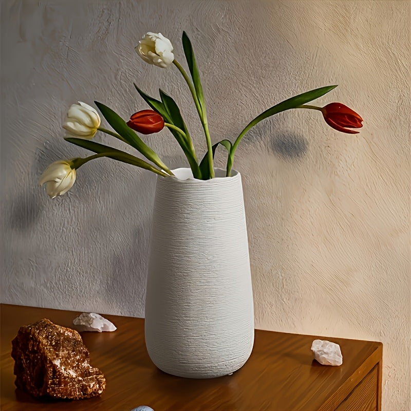 Contemporary Striped Ceramic Bud Vase - Modern Geometric Design for Living Room Decor