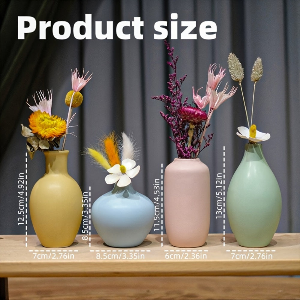 Set of 4 Modern Ceramic Vases: Minimalist Style, Perfect for Home Decor - Available in Various Sizes and Colors