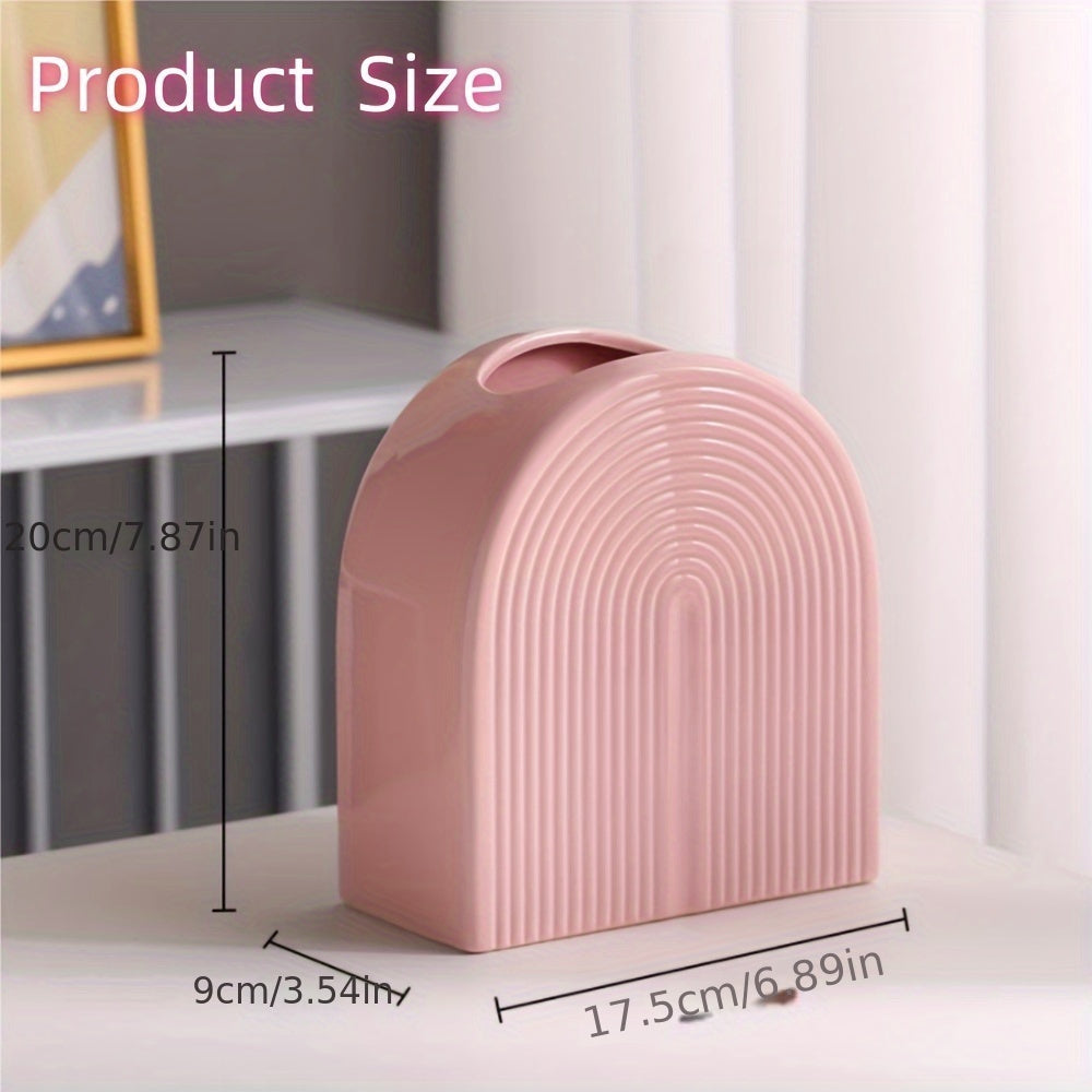 Pink Ceramic Vase Modern Geometric Pink Ceramic Vase | Home Decor for Flowers