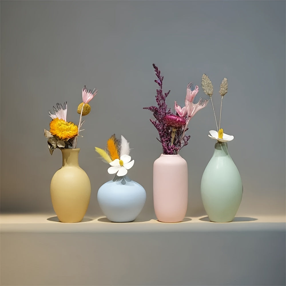 Set of 4 Modern Ceramic Vases: Minimalist Style, Perfect for Home Decor - Available in Various Sizes and Colors