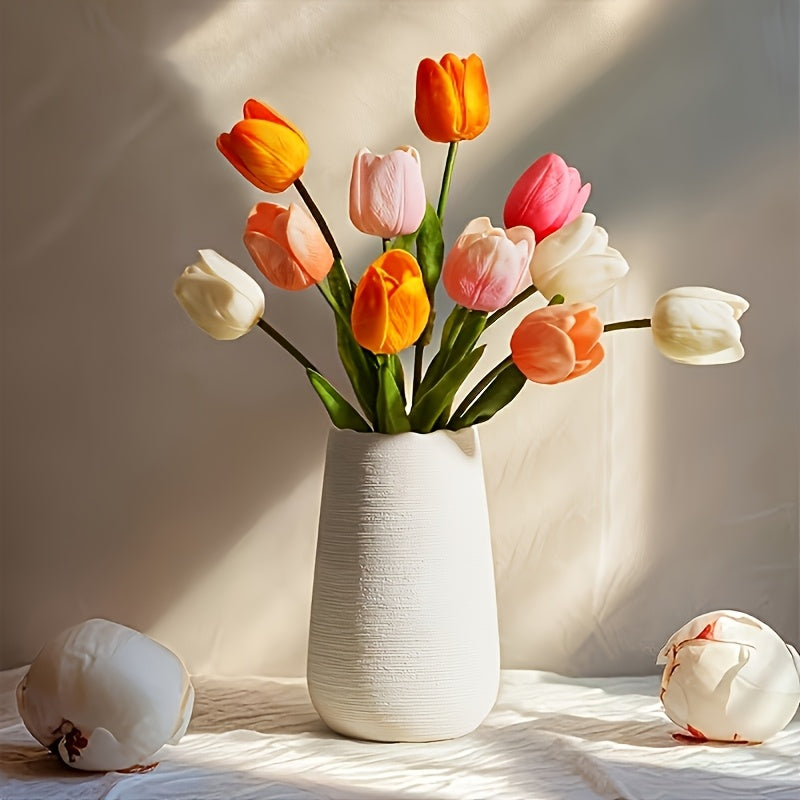 Contemporary Striped Ceramic Bud Vase - Modern Geometric Design for Living Room Decor