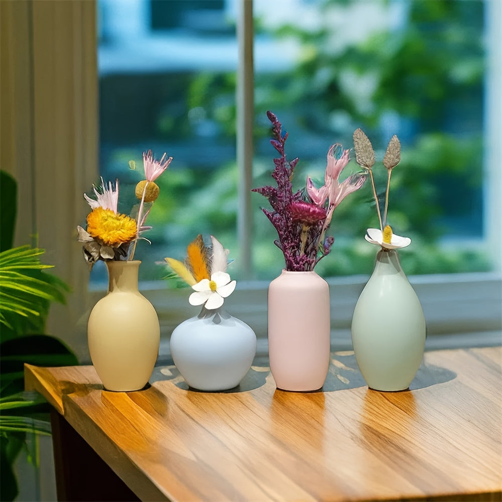 Set of 4 Modern Ceramic Vases: Minimalist Style, Perfect for Home Decor - Available in Various Sizes and Colors